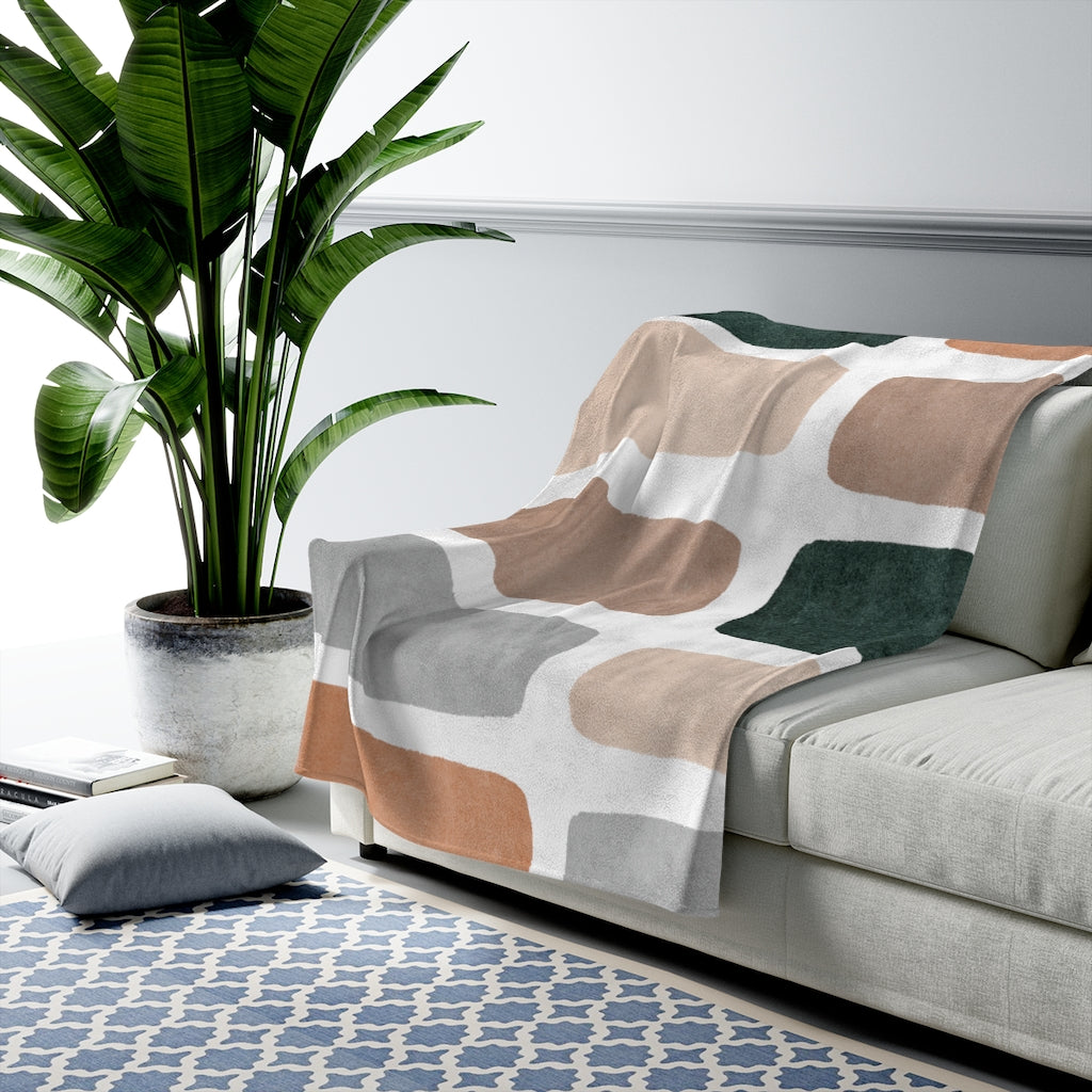 Abstract Bars Plush Velveteen Throw