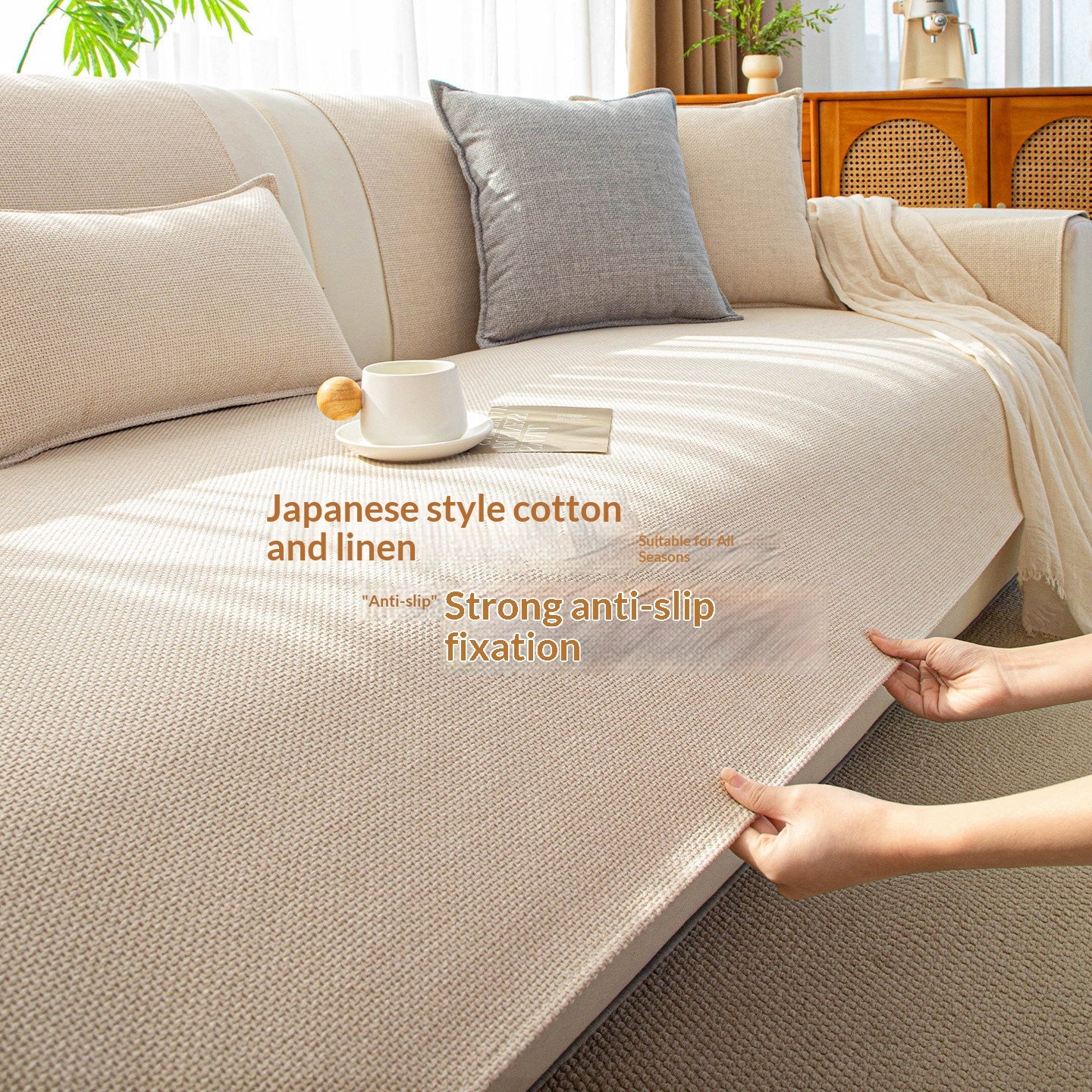 Faux Cotton-Linen Cushion Cover, Wabi-Sabi Neutral