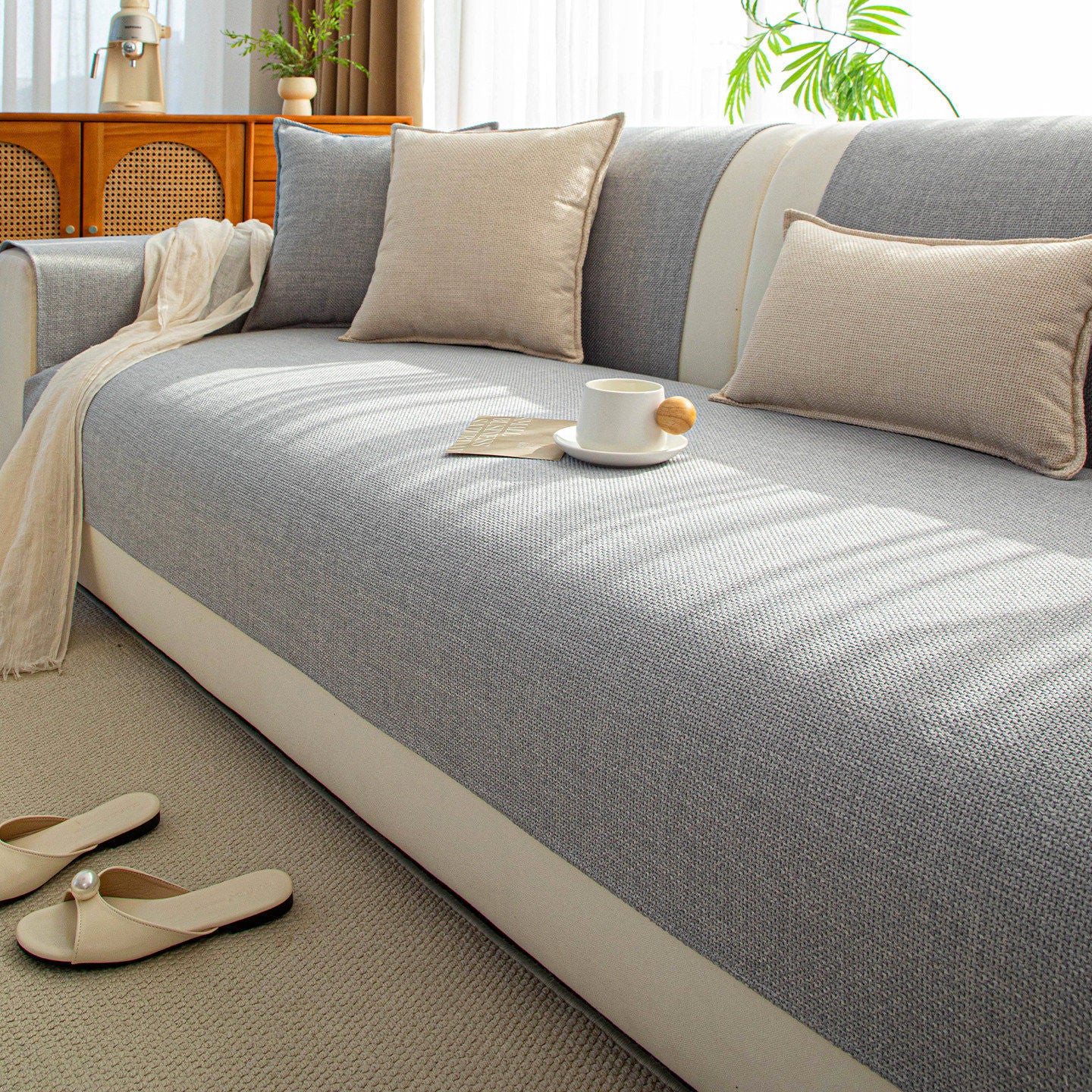 Faux Cotton-Linen Cushion Cover, Wabi-Sabi Neutral