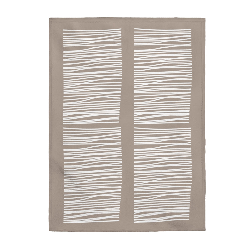 Abstract Lines Beige Plush Velveteen Throw