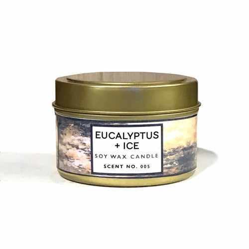 Eucalyptus & Ice Soy Candle — Gold Tin or Amber Jar