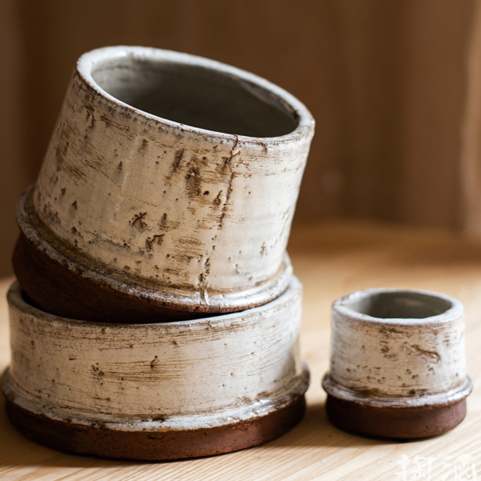 Handmade Restoration Ceramic Vase, Textured Finish