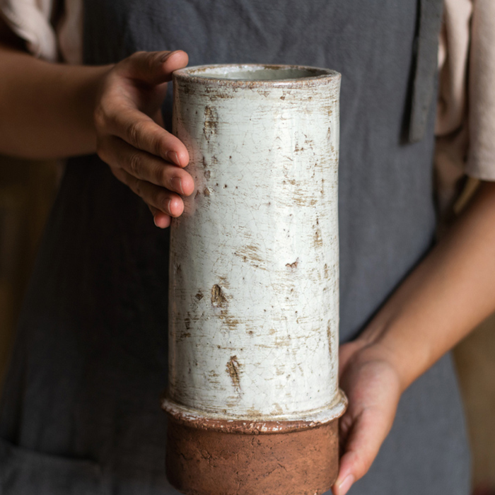 Handmade Restoration Ceramic Vase, Textured Finish