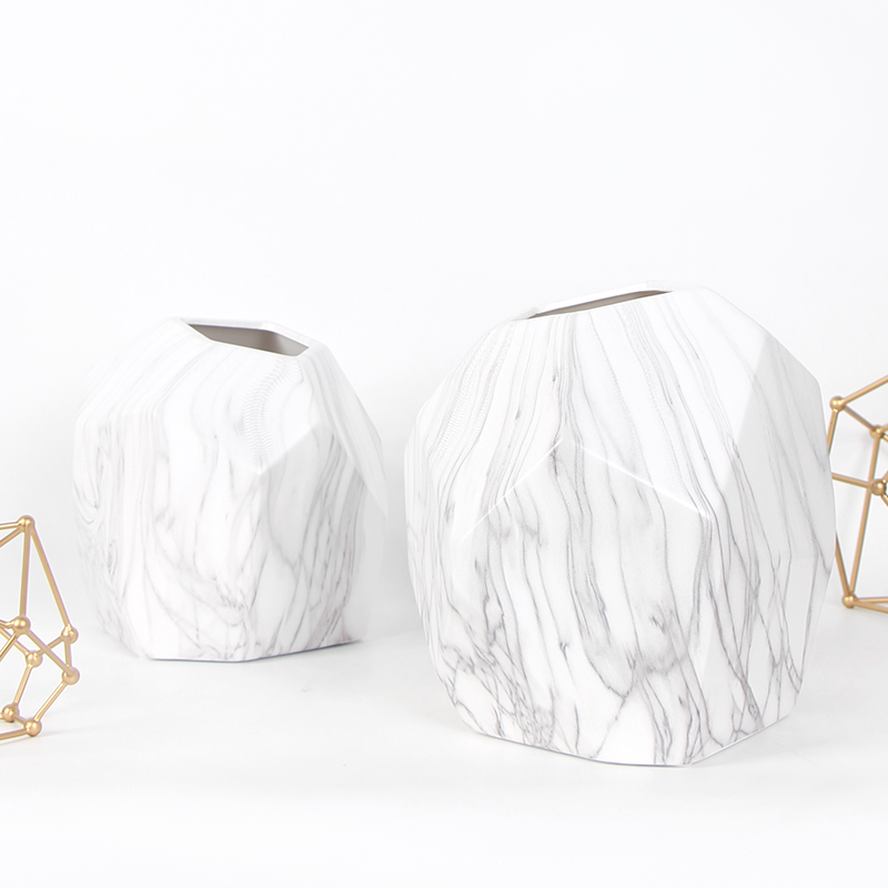 Marble-Glaze Ceramic Vase, Irregular Form