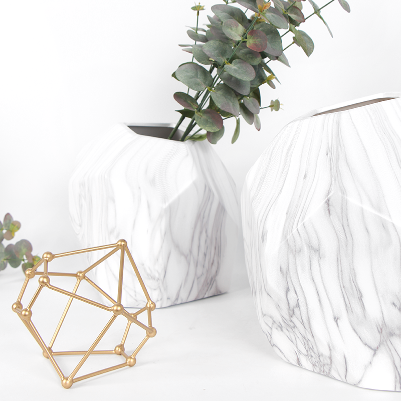 Marble-Glaze Ceramic Vase, Irregular Form