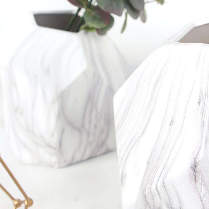 Marble-Glaze Ceramic Vase, Irregular Form