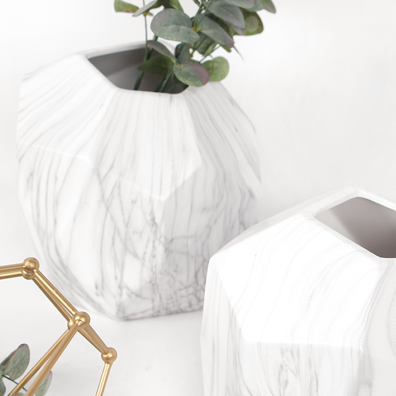 Marble-Glaze Ceramic Vase, Irregular Form