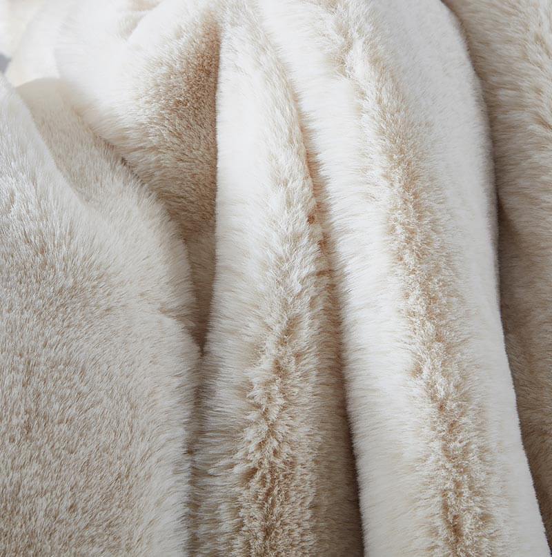 Chinchilla Faux Fur Throw in Warm Beige