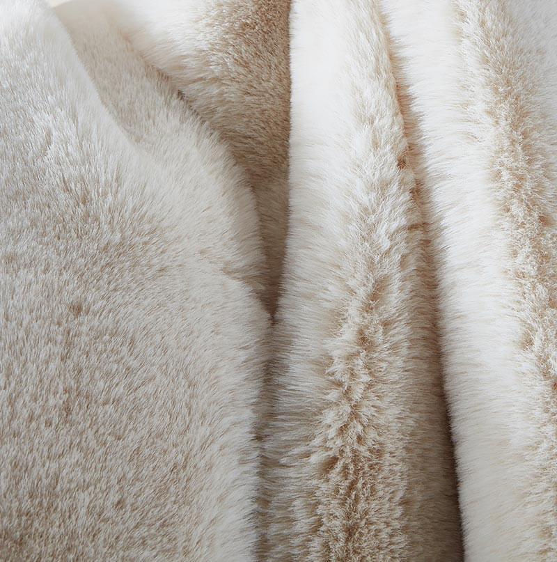 Chinchilla Faux Fur Throw in Warm Beige