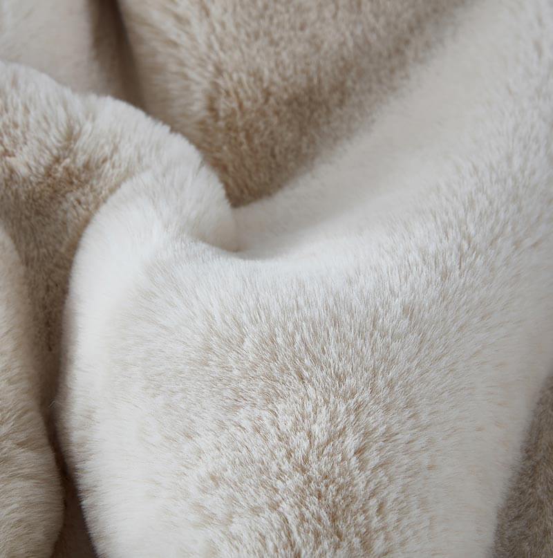 Chinchilla Faux Fur Throw in Warm Beige