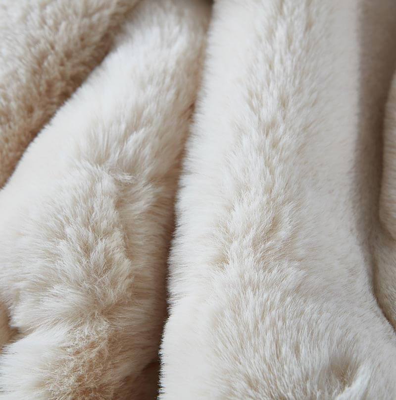 Chinchilla Faux Fur Throw in Warm Beige