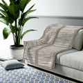 Abstract Lines Beige Plush Velveteen Throw