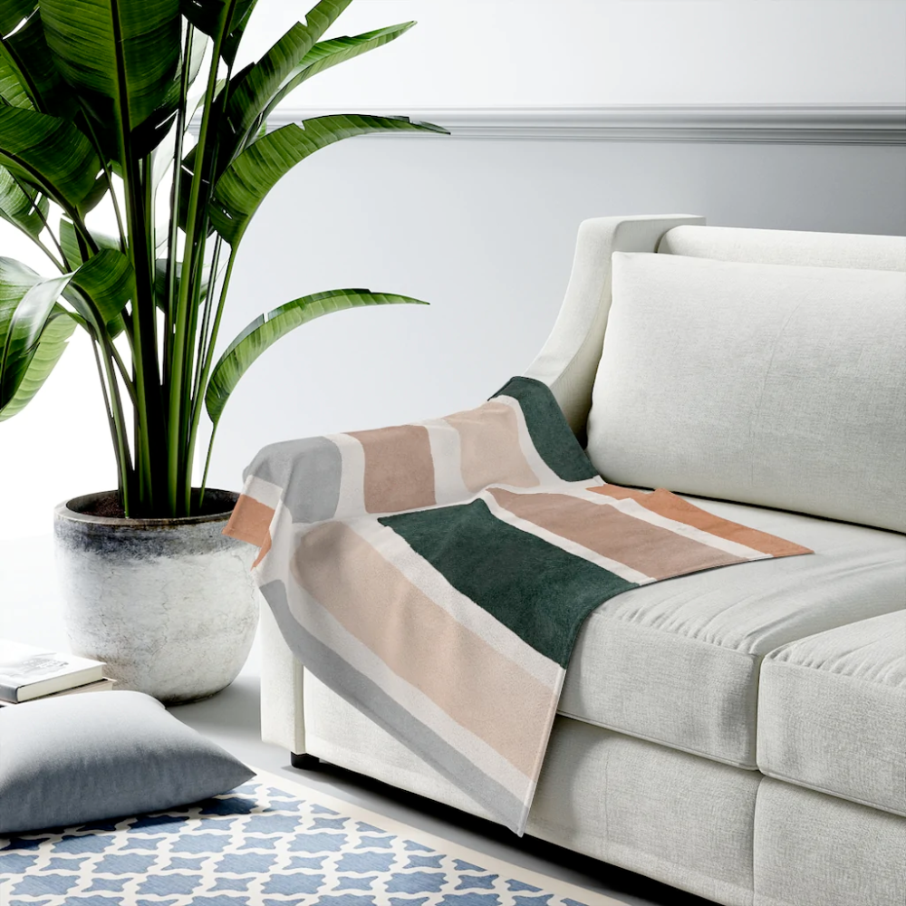 Abstract Bars Plush Velveteen Throw