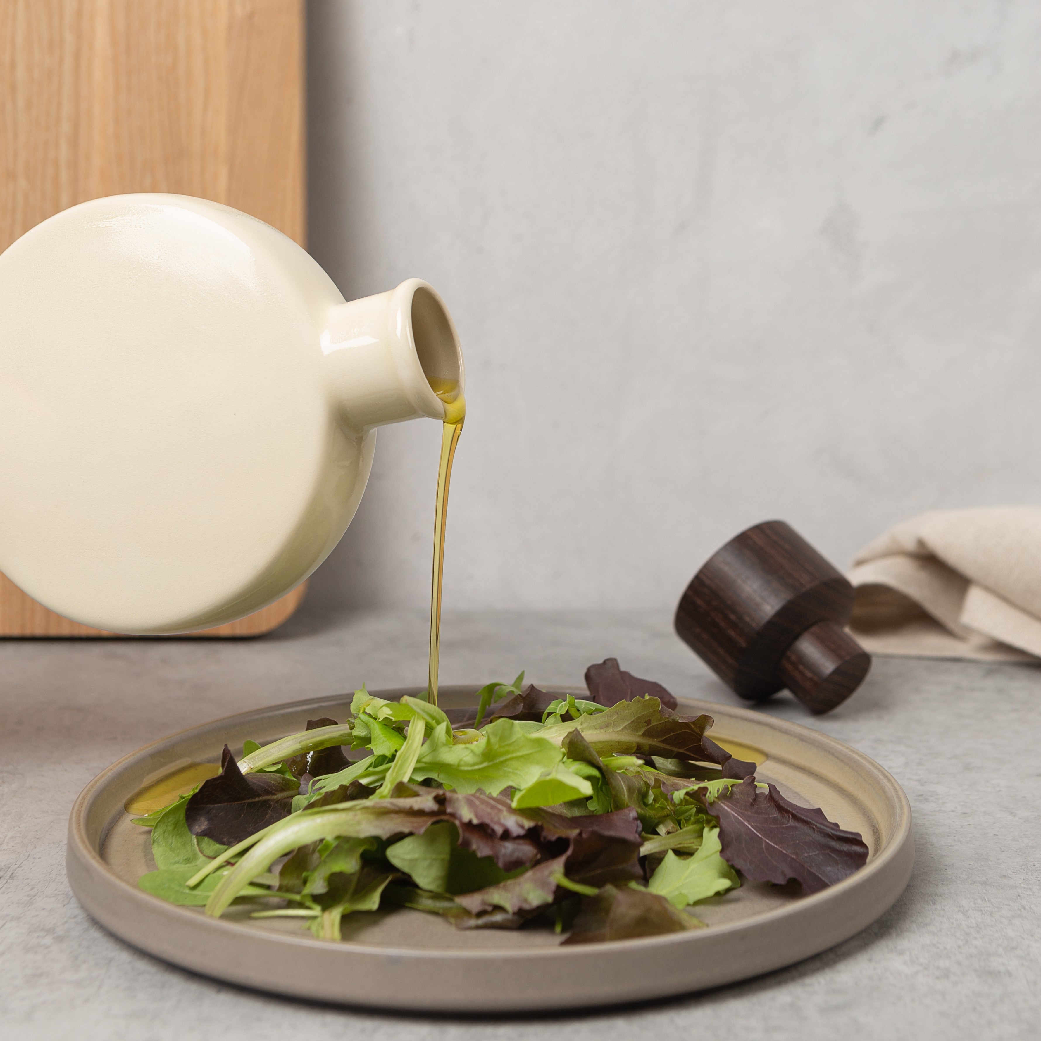 Ivory Stoneware Flattened Bud Vase