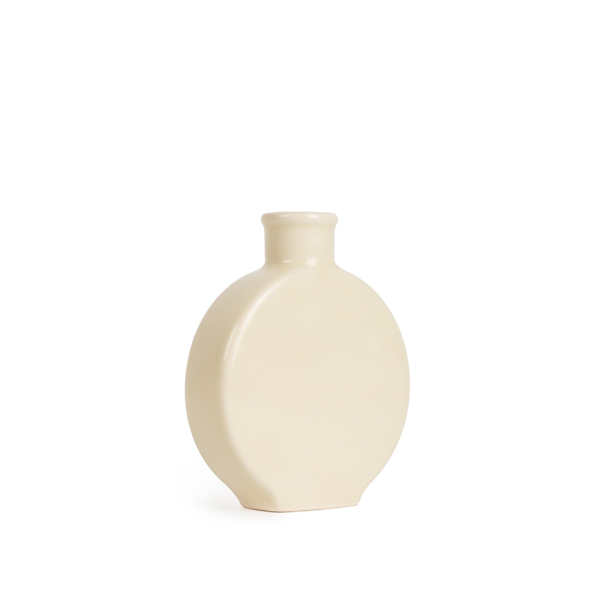 Ivory Stoneware Flattened Bud Vase