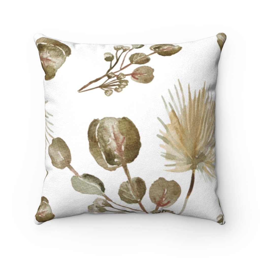 Faux Suede Floral Print Cushion Cover