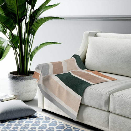 Abstract Bars Plush Velveteen Throw