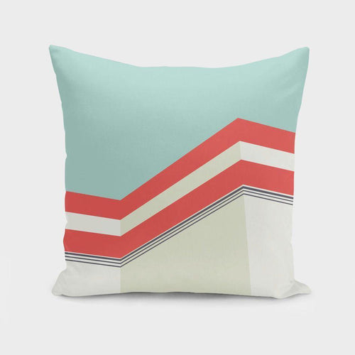 Architecture print square cushion cover in neutral tones, 16×16 inches