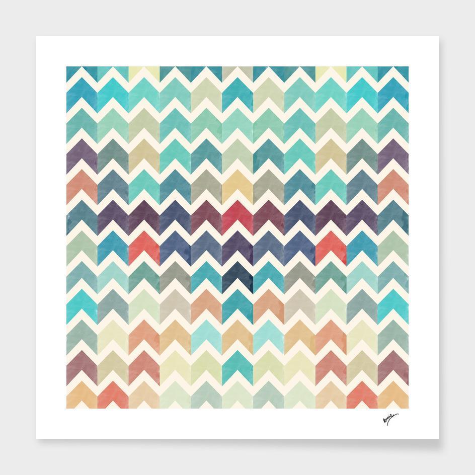 Watercolour Chevron Cushion Cover, 16″